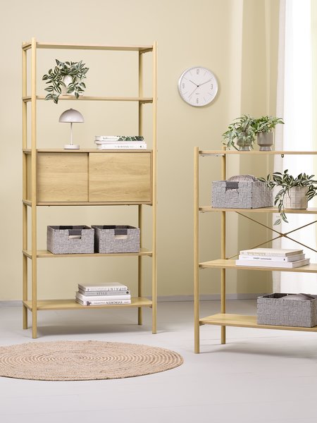 Shelving unit LINDVED 6 shelves 2 doors oak colour