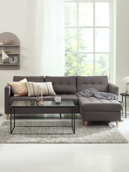 Sofa FALSLEV Chaiselongue Stoff grau