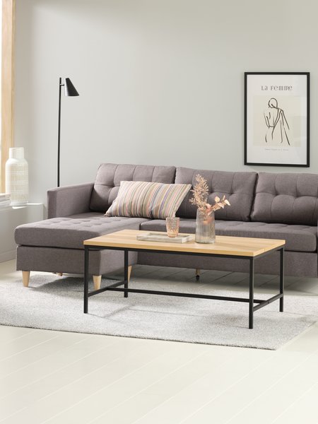 Sofa FALSLEV Chaiselongue Stoff grau