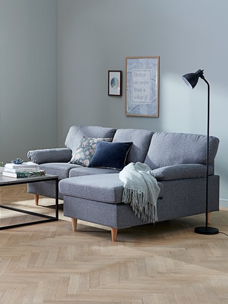 Sofa GEDVED Chaiselongue grau