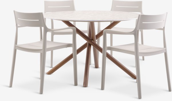 SANDVIG D120 table + 4 INGSTRUP chair beige