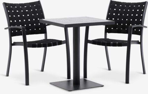 STENUNGSUND L60 tafel grijs + 2 JEKSEN stoelen zwart