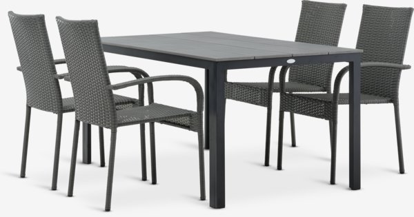 MARIELYST L150 table + 4 GUDHJEM chair grey