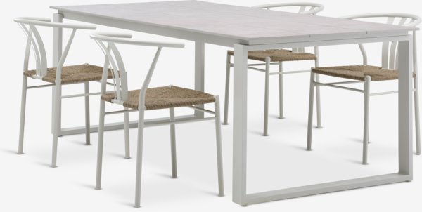 Table SONNERUP L215 + 4 chaises de jardin TAGMARK beige