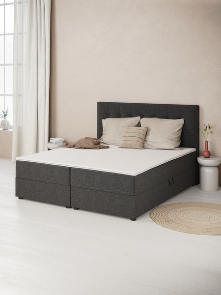 Boxspringbett 90x200cm SKOLLA STORAGE PC40 grau-40