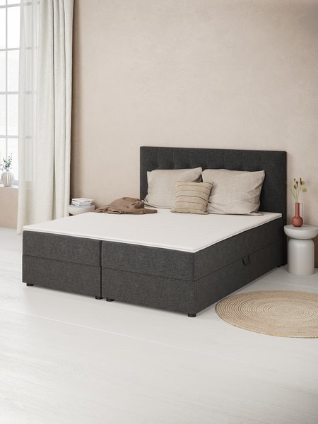 Boxspring 90x200 SKOLLA OPBERGRUIMTE PC40 grijs-40