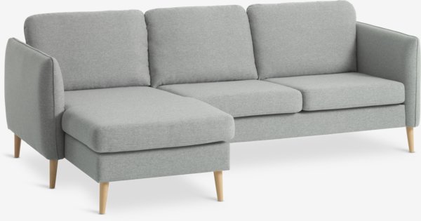 Sofa AARHUS Chaiselongue links Stoff hellgrau