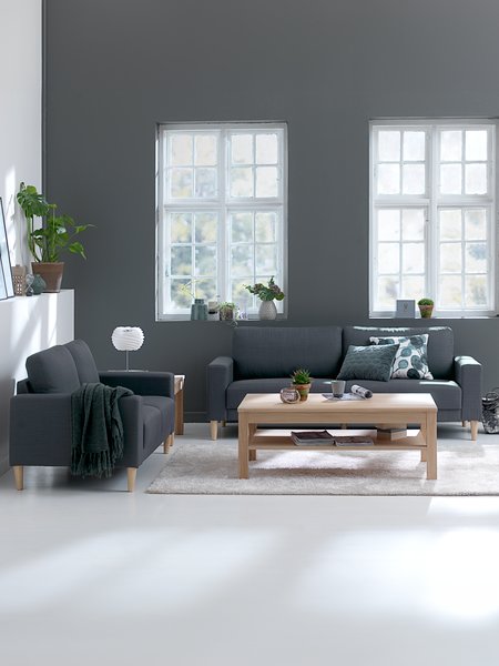 Canapé EGENSE 2 places tissu gris foncé