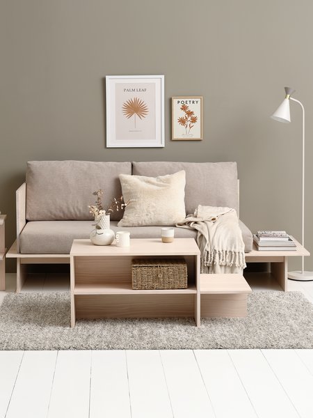 Table basse SOLLERUP 50x110 a/tablettes pin massif