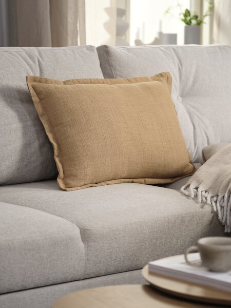 Federa Cuscino Malaga 40x40 Cm In Cotone Naturale Con Stampa Oro - Douceur D'Intérieur - Lavabile A Mano