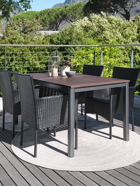 YTTRUP L150 tafel hardhout + 4 AIDT stoelen zwart