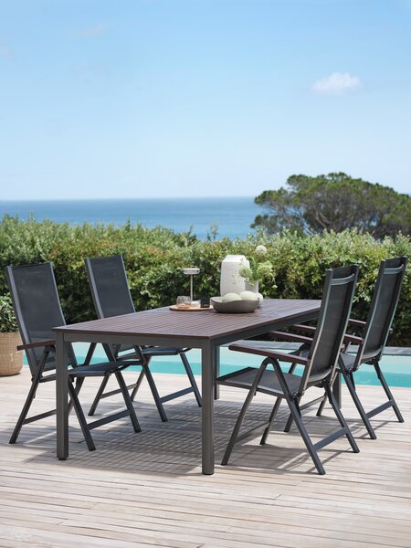 YTTRUP L210/300 table + 4 LIMHAMN chaises inclinables gris