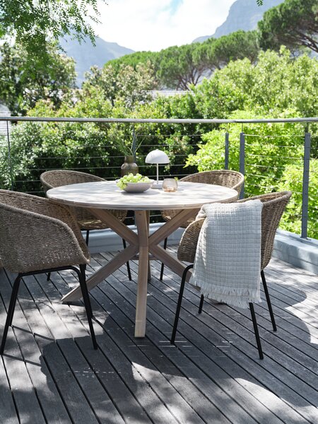 FUGLSAND Ø120 table acacia + 4 TUERNE chaises naturel