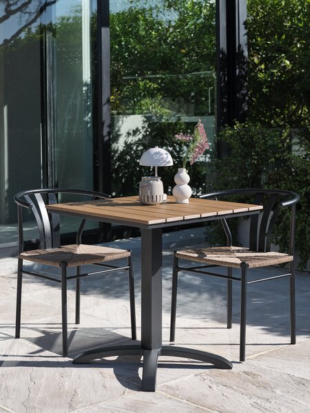 Table bistrot HOBRO L70 naturel + 2 chaises TAGMARK noir