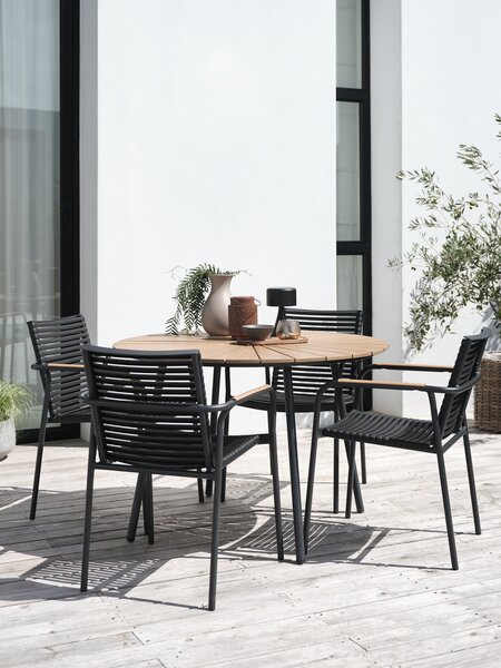 RANGSTRUP Ø110 naturel/zwart + 4 NABE stoelen zwart