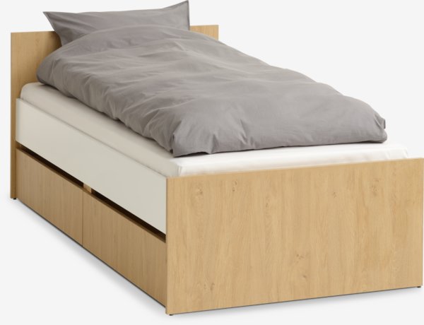 Bed w/storage BILLUND Single white/oak