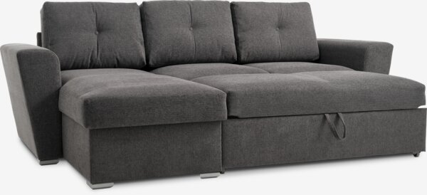 Slaapbank chaise longue VEJLBY donkergrijze stof