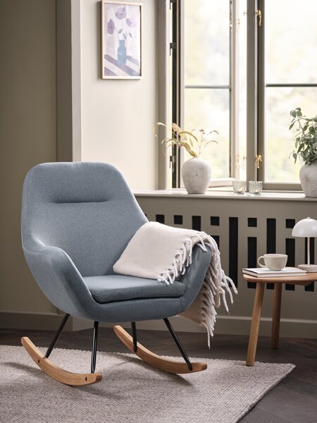 Rocking chair NEBEL light blue fabric