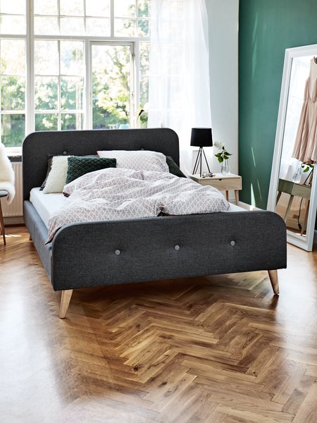 Bed frame KONGSBERG King grey fabric