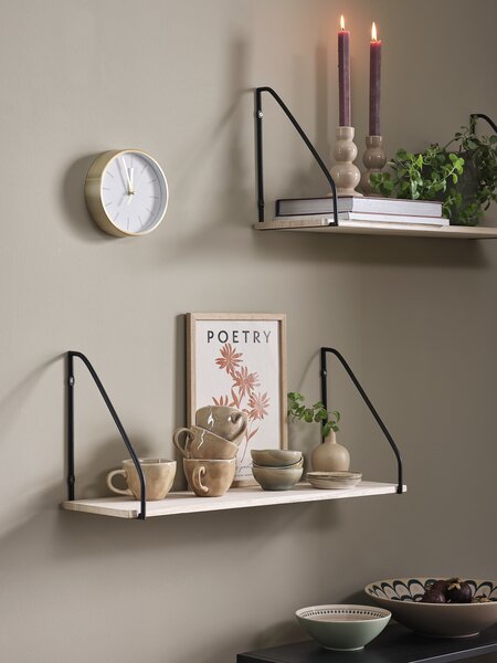 Wandplank HEJLSMINDE 1 schap zwart/naturel
