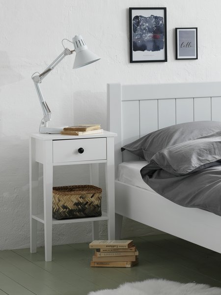Stolik nocny NORDBY 1 szuflada 1 półka biały
