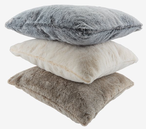 Housse de coussin SMYLE 50x50 fausse fourrure gris