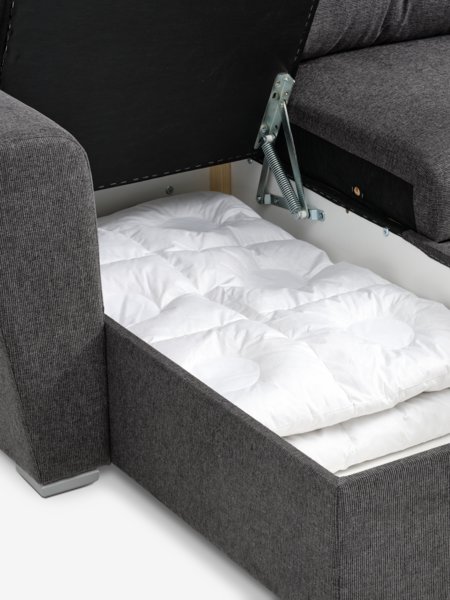 Slaapbank chaise longue VEJLBY donkergrijze stof