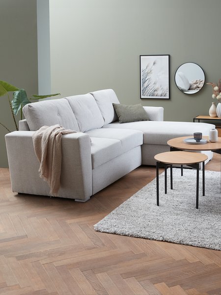Bäddsoffa schäslong VEJLBY ljus sand
