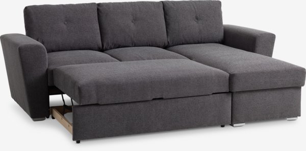 Slaapbank chaise longue VEJLBY donkergrijze stof
