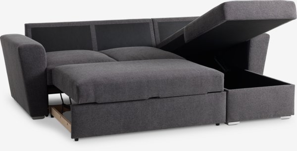 Slaapbank chaise longue VEJLBY donkergrijze stof