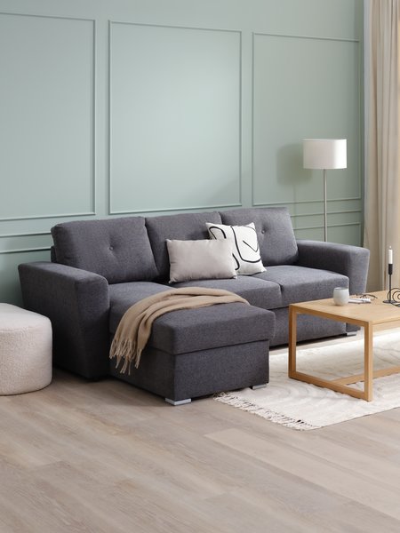 Slaapbank chaise longue VEJLBY donkergrijze stof