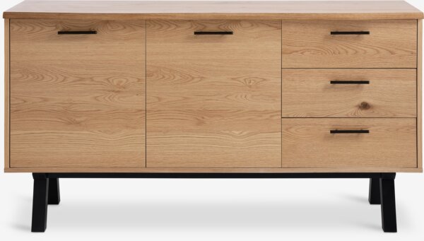 Sideboard SANDBY 2 Türen + 3 Schubladen Eiche natur/schwarz