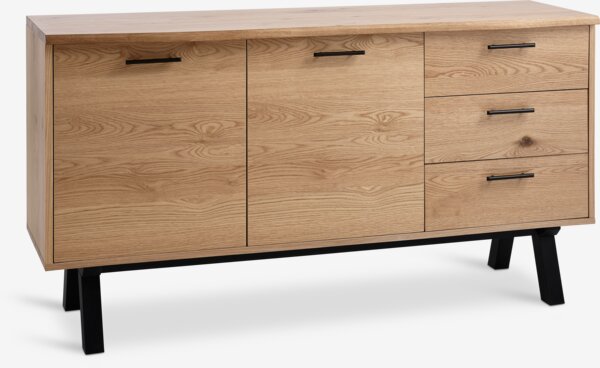 Sideboard SANDBY 2 Türen + 3 Schubladen Eiche natur/schwarz