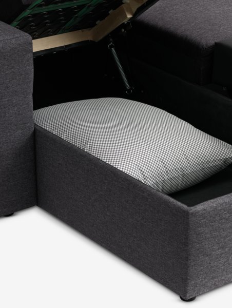 Hörnbäddsoffa MARSLEV mörkgrått tyg