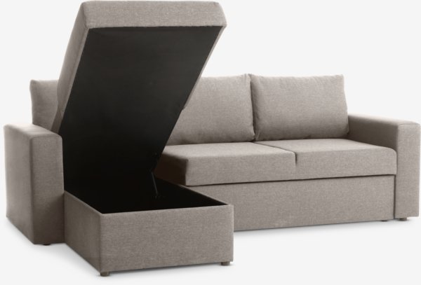 Schlafsofa Chaiselongue MARSLEV Stoff hellgrau