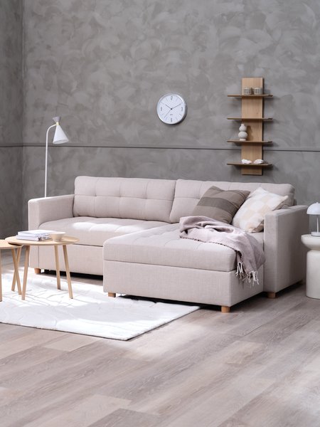 Sovesofa chaiselong TEGLHUSE beige stof