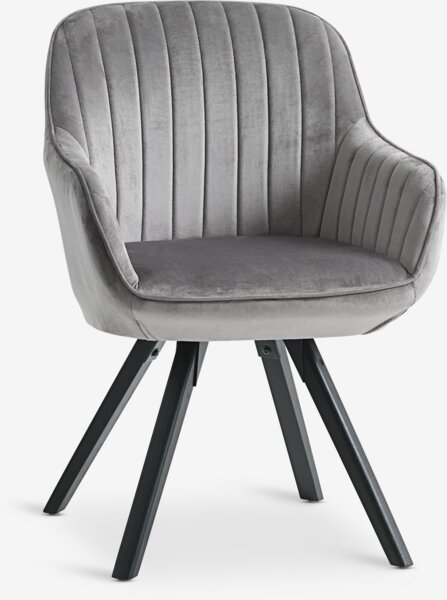 Fauteuil ONSEVIG fluweel grijs/zwart