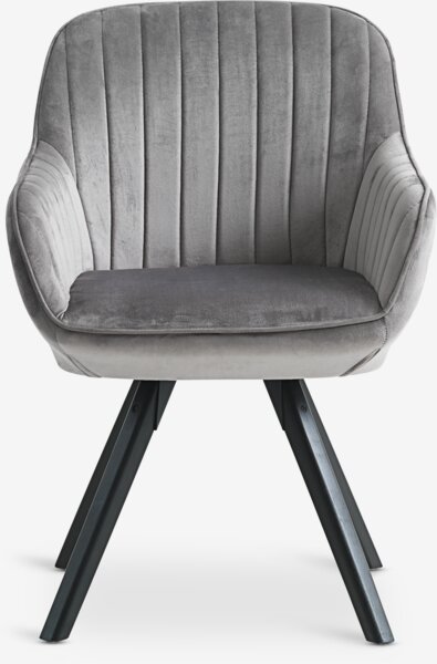 Fauteuil ONSEVIG velours gris/noir