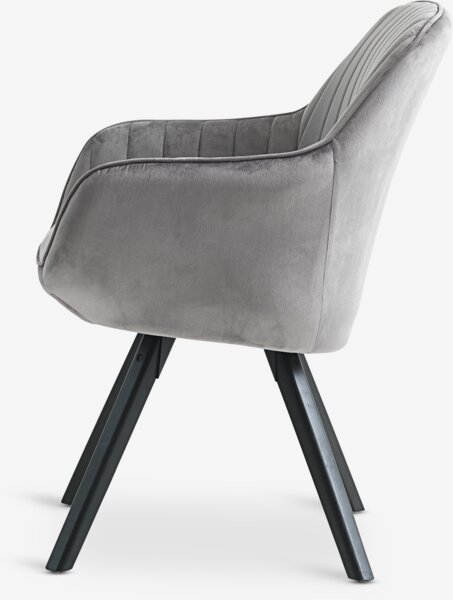 Fauteuil ONSEVIG velours gris/noir