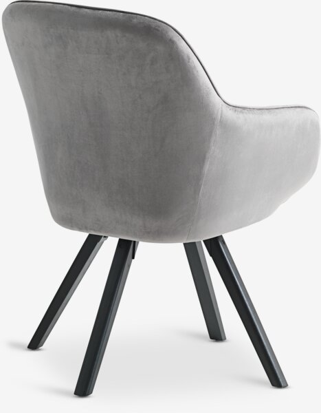 Fauteuil ONSEVIG velours gris/noir