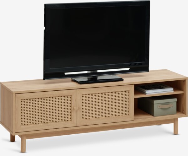 TV bench HALMSTAD 2 sliding doors oak colour