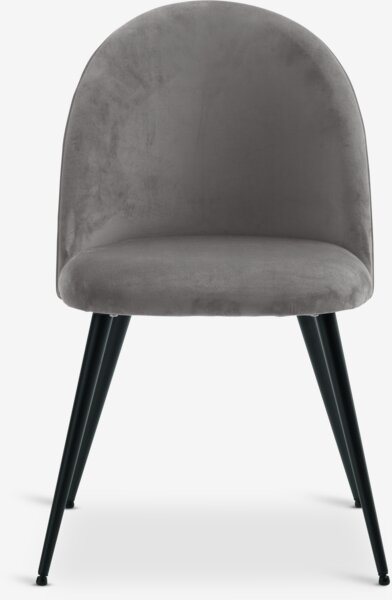 Dining chair KOKKEDAL velvet grey/black