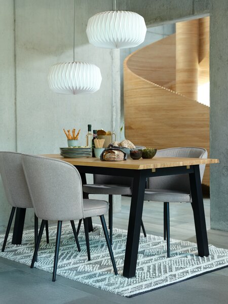 SKOVLUNDE L160 table natural oak + 4 RISSKOV chair l. grey