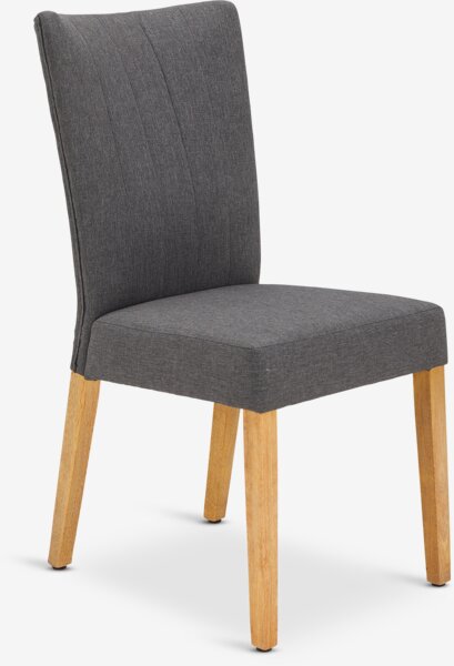 Dining chair NORDRUP grey fabric/natural