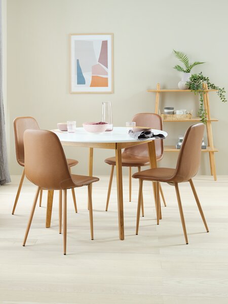 Sedia JONSTRUP similpelle color cognac/color rovere