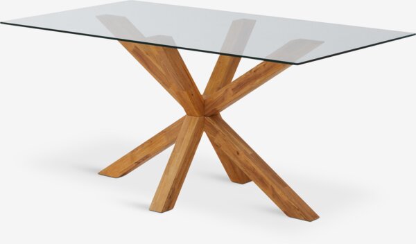 Dining table AGERBY 90x160 glass/oak