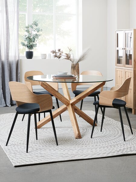 Table AGERBY Ø119 chêne + 4 chaises HVIDOVRE chêne