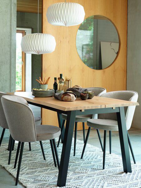 SKOVLUNDE L160 table natural oak + 4 RISSKOV chair l. grey