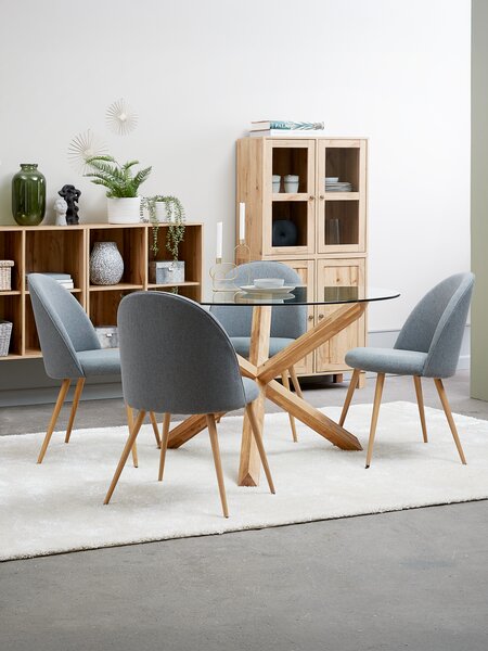 AGERBY D119 table oak + 4 KOKKEDAL chairs grey/oak