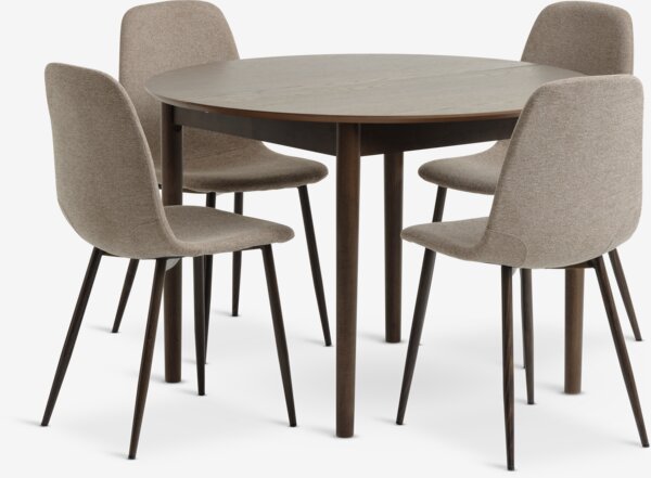 MARSTRAND D110 table dark oak + 4 JONSTRUP chairs beige